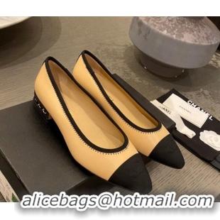 Luxurious Chanel Leather Chain Charm Ballerinas 112274 Beige