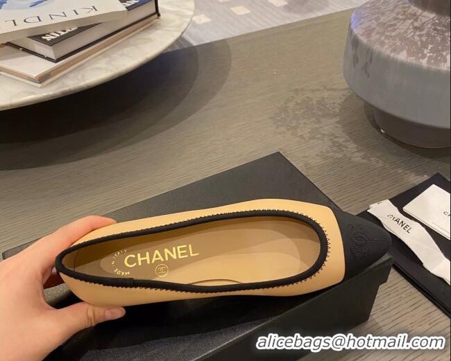 Luxurious Chanel Leather Chain Charm Ballerinas 112274 Beige