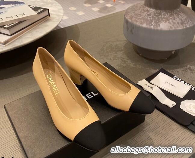 Best Product Chanel Leather Classic Pumps 112278 Beige