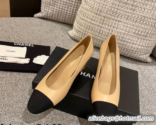 Best Product Chanel Leather Classic Pumps 112278 Beige