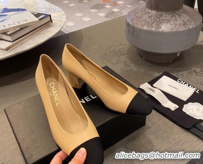 Best Product Chanel Leather Classic Pumps 112278 Beige