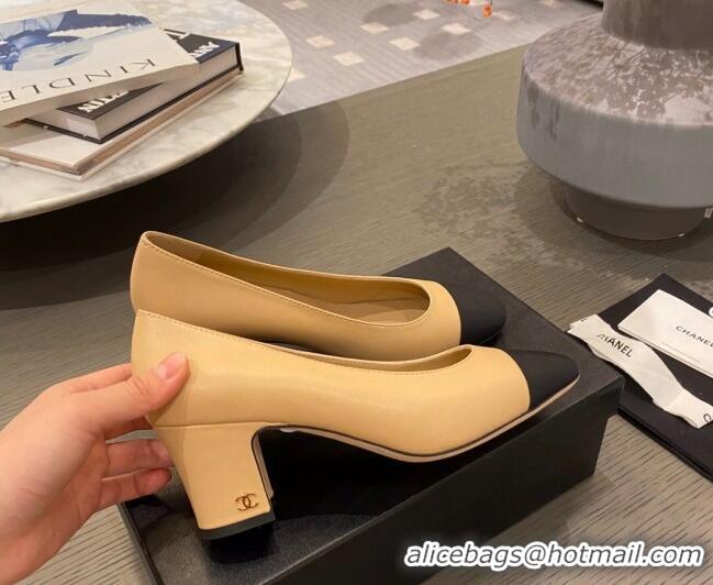 Best Product Chanel Leather Classic Pumps 112278 Beige