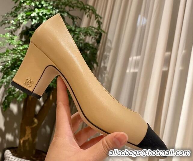 Best Product Chanel Leather Classic Pumps 112278 Beige