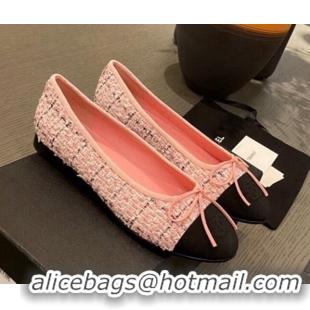 Most Popular Chanel Tweed & Grosgrain Ballerinas 112281 Pink/Black