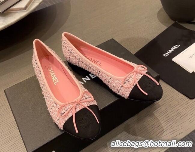 Most Popular Chanel Tweed & Grosgrain Ballerinas 112281 Pink/Black