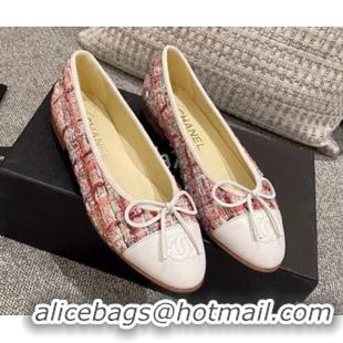 Good Product Chanel Tweed & Leather Ballerinas 112289 Red/White