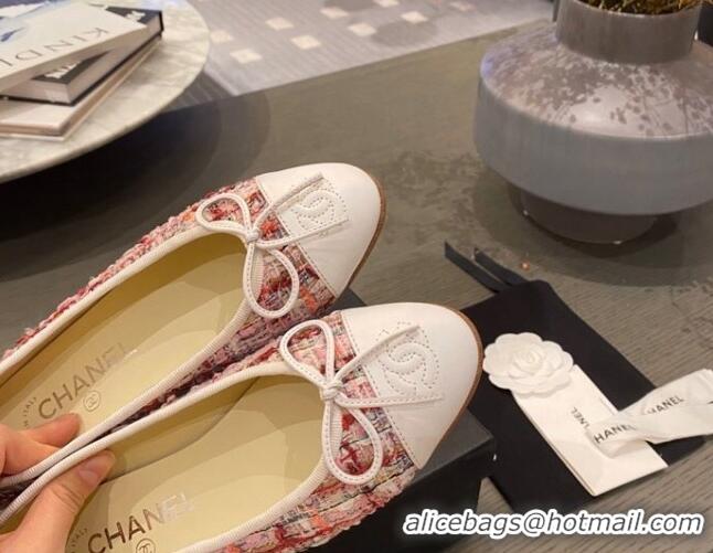 Good Product Chanel Tweed & Leather Ballerinas 112289 Red/White