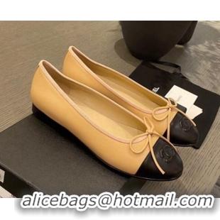 Super Quality Chanel Tweed & Grosgrain Ballerinas 112295 Beige/Black