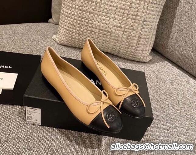 Super Quality Chanel Tweed & Grosgrain Ballerinas 112295 Beige/Black