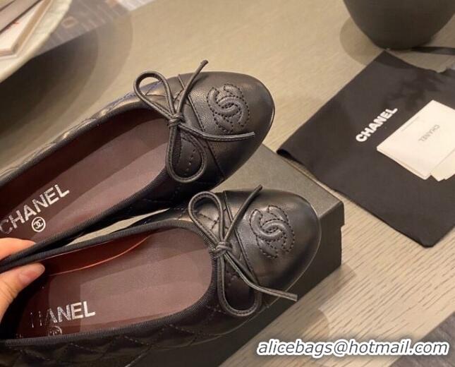 Low Price Chanel Quilted Leather Ballerinas Black 112296