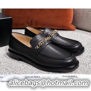 Well Crafted Chanel Shiny Calfskin Loafers G37430 Black