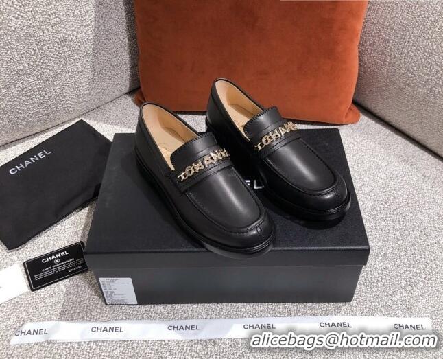 Well Crafted Chanel Shiny Calfskin Loafers G37430 Black