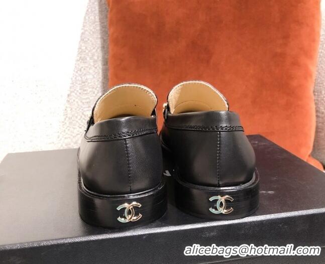 Well Crafted Chanel Shiny Calfskin Loafers G37430 Black