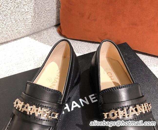 Well Crafted Chanel Shiny Calfskin Loafers G37430 Black