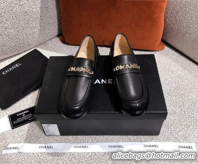 Well Crafted Chanel Shiny Calfskin Loafers G37430 Black