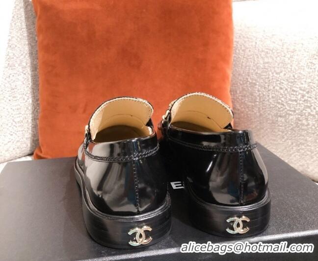 New Design Chanel Patent Calfskin Loafers G37430 Black