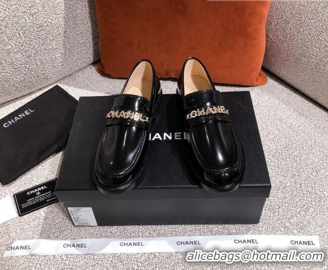 New Design Chanel Patent Calfskin Loafers G37430 Black