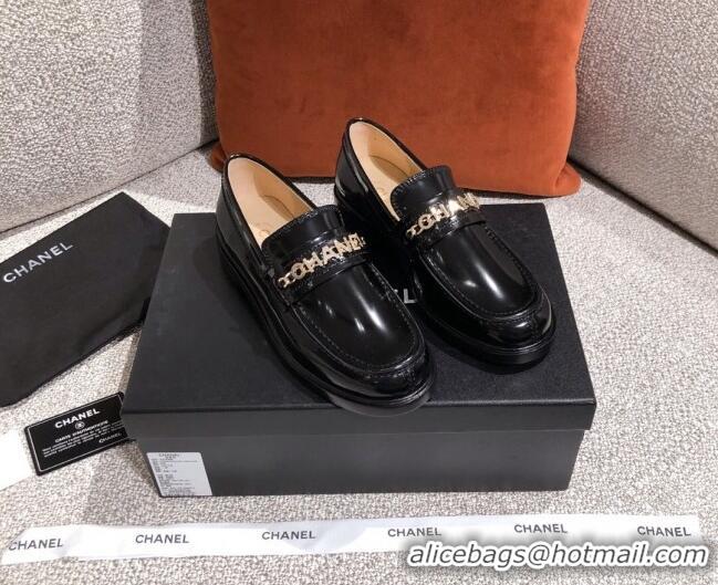 New Design Chanel Patent Calfskin Loafers G37430 Black