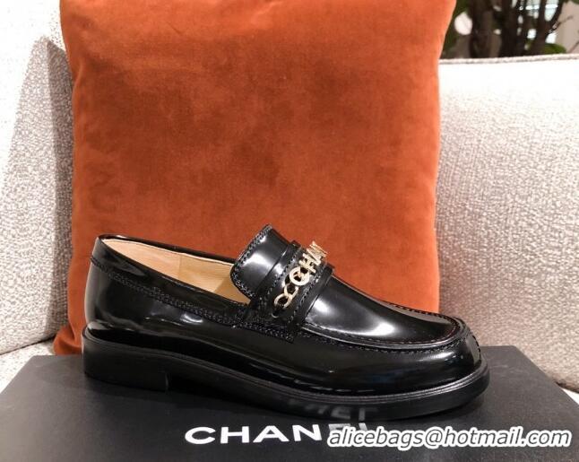 New Design Chanel Patent Calfskin Loafers G37430 Black