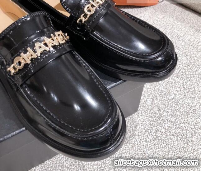 New Design Chanel Patent Calfskin Loafers G37430 Black