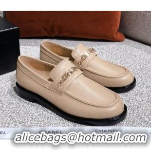 Top Quality Chanel Shiny Calfskin Loafers G37430 Beige