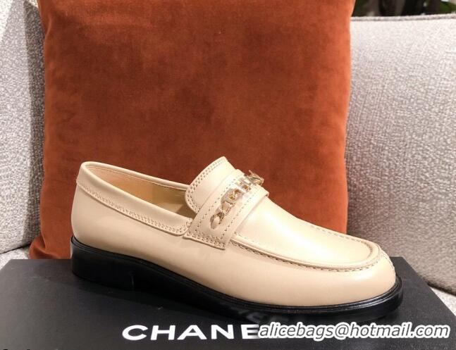 Top Quality Chanel Shiny Calfskin Loafers G37430 Beige