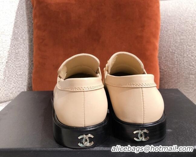 Top Quality Chanel Shiny Calfskin Loafers G37430 Beige