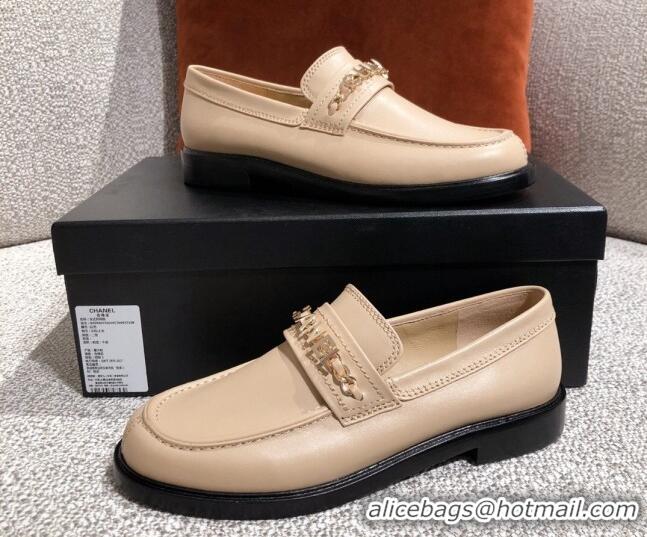 Top Quality Chanel Shiny Calfskin Loafers G37430 Beige