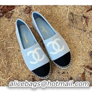 Top Design Chanel Fabric Espadrilles G29762 Light Blue