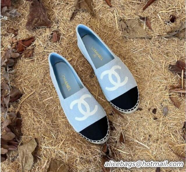 Top Design Chanel Fabric Espadrilles G29762 Light Blue