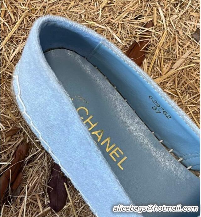 Top Design Chanel Fabric Espadrilles G29762 Light Blue