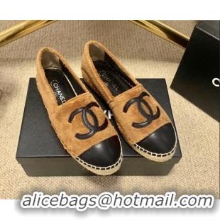 Fashion Chanel Shearling Espadrilles Brown 1122109