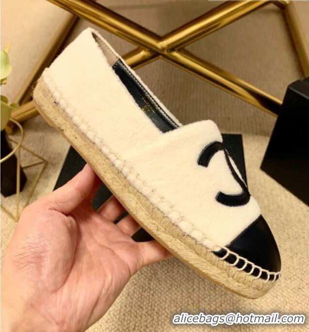 Good Quality Chanel Shearling Espadrilles White 1122110