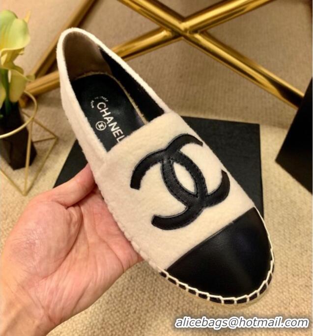 Good Quality Chanel Shearling Espadrilles White 1122110