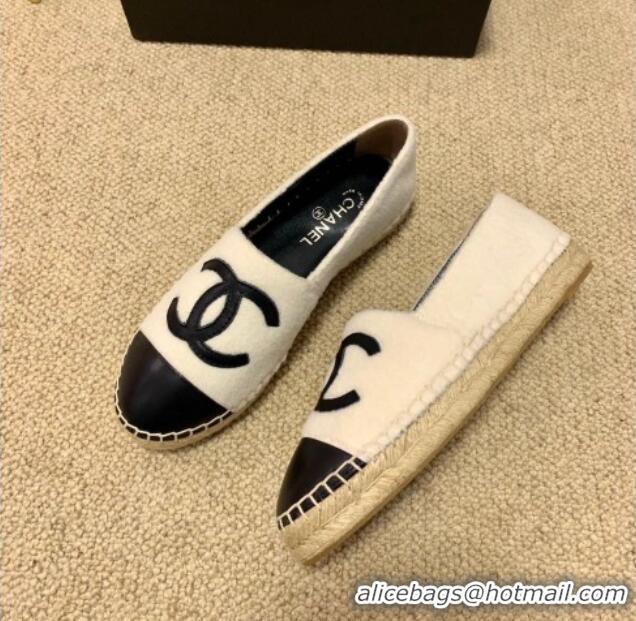 Good Quality Chanel Shearling Espadrilles White 1122110