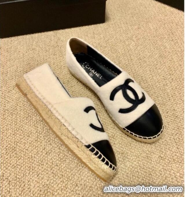 Good Quality Chanel Shearling Espadrilles White 1122110