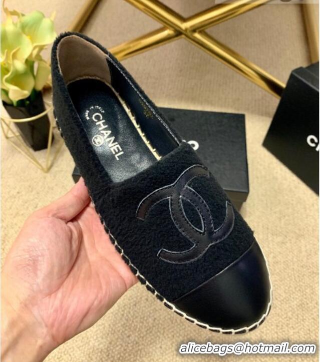 Luxury Chanel Shearling Espadrilles Black 1122112