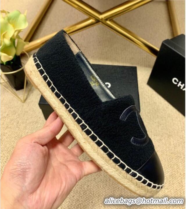 Luxury Chanel Shearling Espadrilles Black 1122112