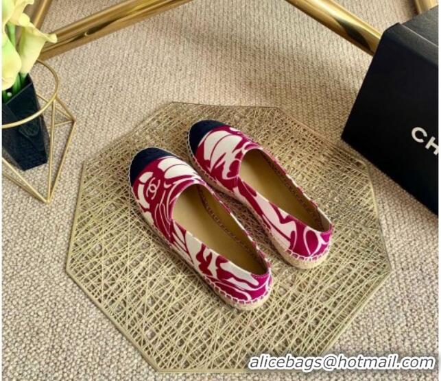 Low Price Chanel Print Espadrilles Red 112301