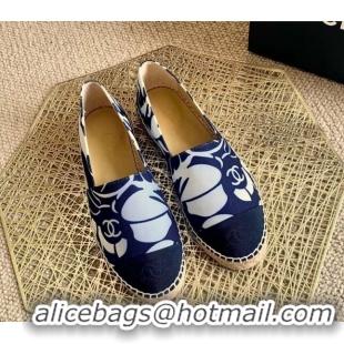 AAAAA Chanel Print Espadrilles Navy Blue 112302