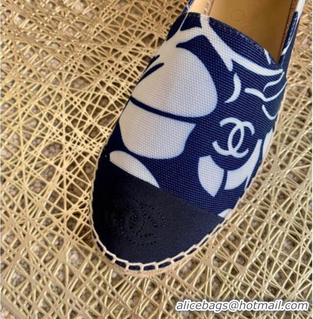 AAAAA Chanel Print Espadrilles Navy Blue 112302