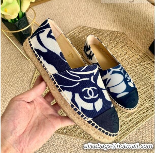 AAAAA Chanel Print Espadrilles Navy Blue 112302