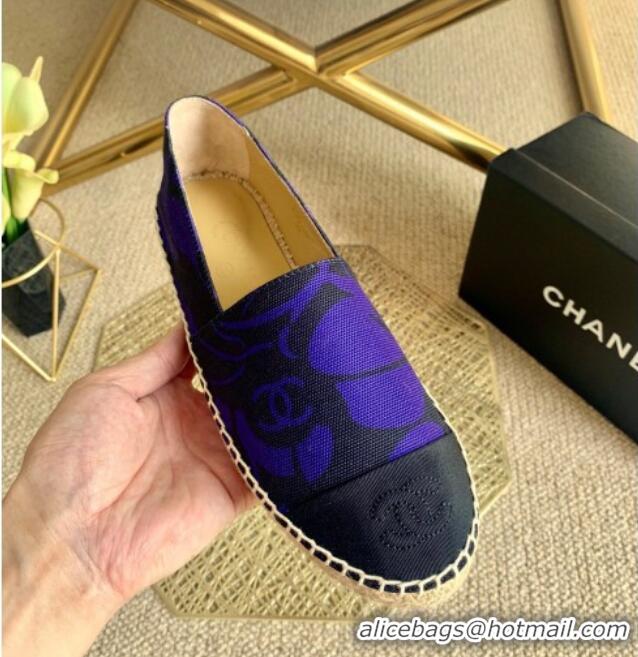 Super Quality Chanel Print Espadrilles Royal Blue 112303