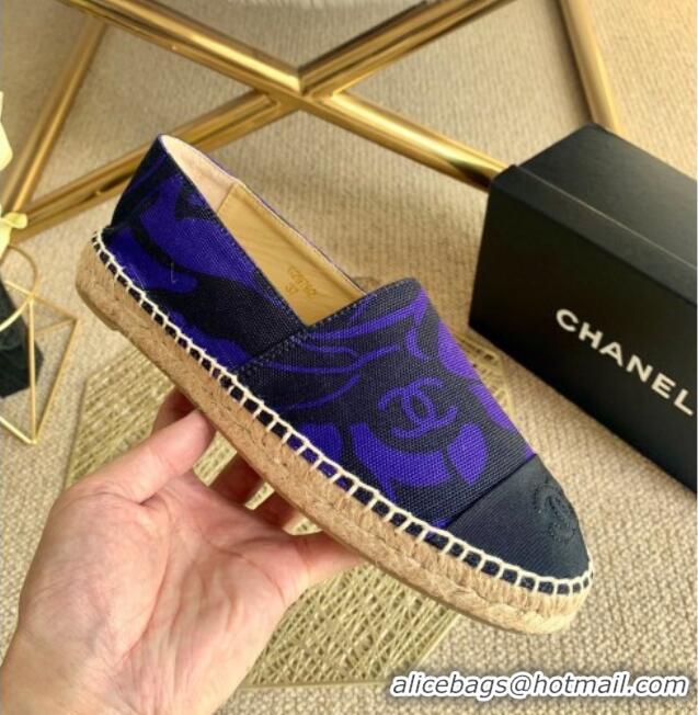 Super Quality Chanel Print Espadrilles Royal Blue 112303