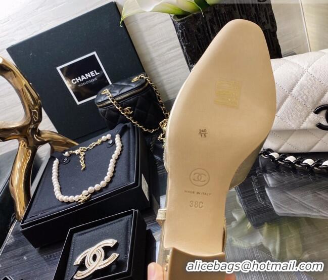 New Style Chanel Calfskin Slingbacks Pumps 6.5cm G31318 Gold 