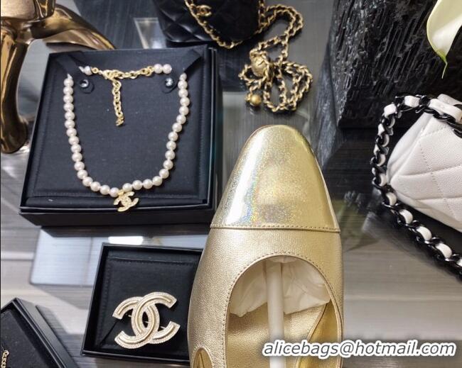 New Style Chanel Calfskin Slingbacks Pumps 6.5cm G31318 Gold 