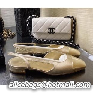 Good Product Chanel Calfskin Slingbacks Ballerinas Flat G31319 Gold