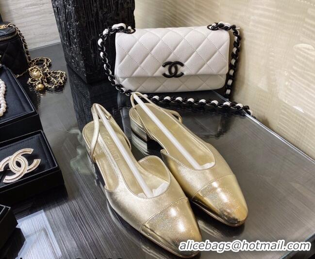 Good Product Chanel Calfskin Slingbacks Ballerinas Flat G31319 Gold