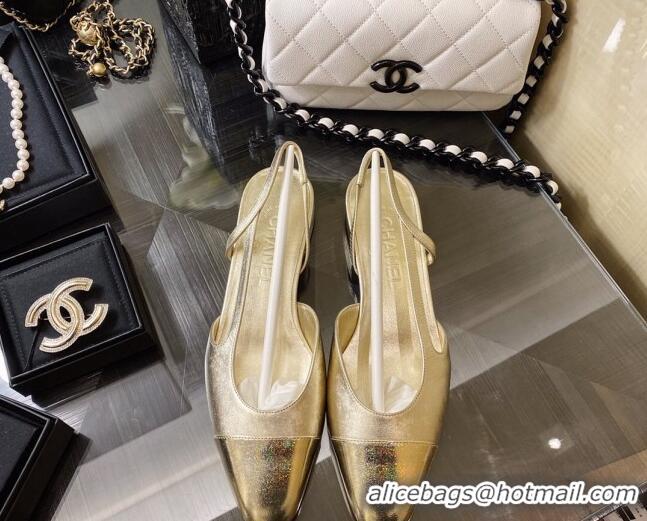 Good Product Chanel Calfskin Slingbacks Ballerinas Flat G31319 Gold