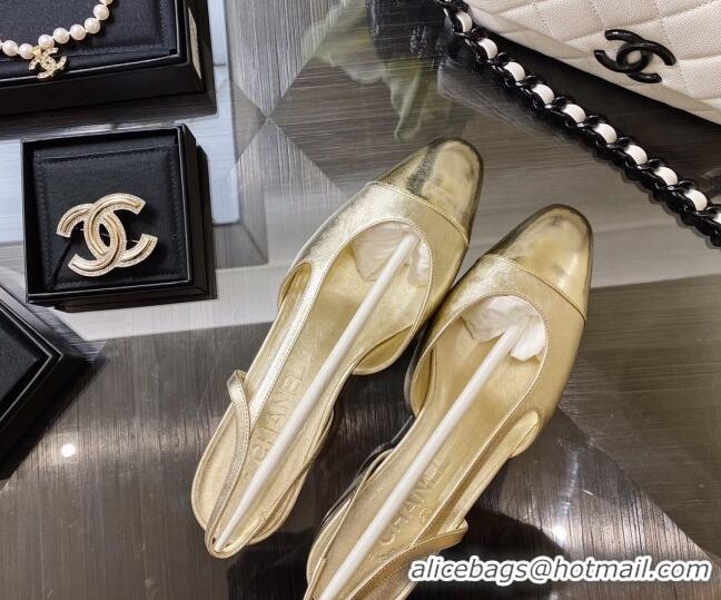 Good Product Chanel Calfskin Slingbacks Ballerinas Flat G31319 Gold